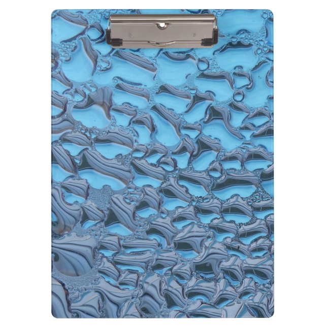 Sanfte Regentropfen aus blauem Glas Klemmbrett (Vorderseite)