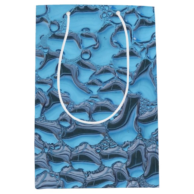 Sanfte Regentropfen aus blauem Glas Mittlere Geschenktüte (Vorderseite)