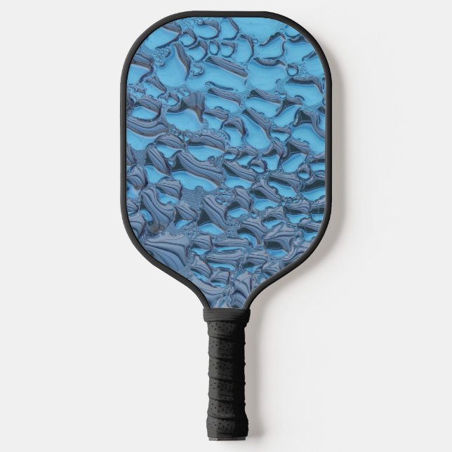 Sanfte Regentropfen aus blauem Glas Pickleball Schläger (Vorderseite)