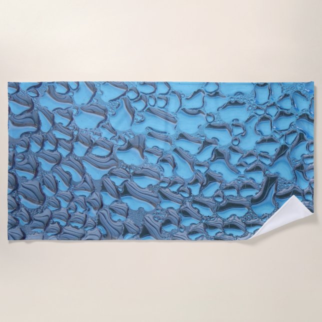 Sanfte Regentropfen aus blauem Glas Strandtuch (Vorderseite)