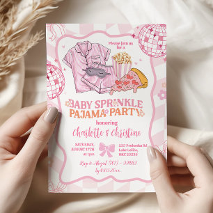 Sanfte Retro-Baby-Sprinkle-Pyjama-Party Einladung