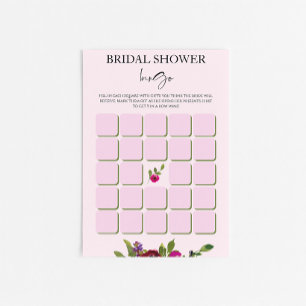 Sanfte rosa Aquarell-Blumen-Braut-Show-Bingo