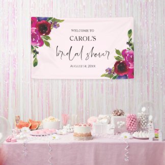 Sanfte rosa Aquarell-Blumen-Hochzeitsdusche-Banner Banner