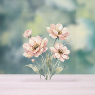 Sanfte rosa Aquarell-Blumenstrauß-Kunst Acrylschild