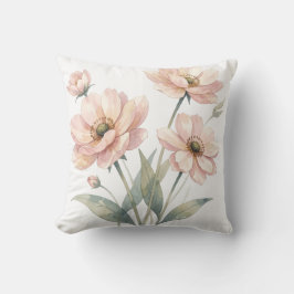 Sanfte rosa Aquarell-Blumenstrauß-Kunst Kissen