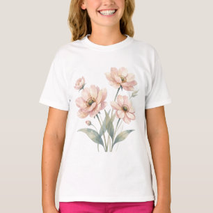 Sanfte rosa Aquarell-Blumenstrauß-Kunst T-Shirt