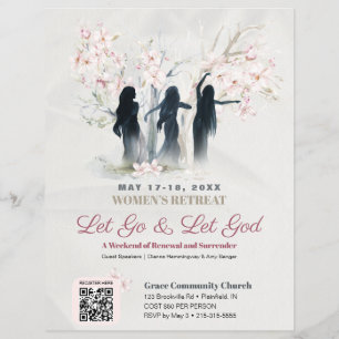 Sanfte rosa Blüten Frauen-Christen-Retreat Flyer