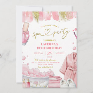 Sanfte rosa Coquette-Spa-Mani-Pedi-Geburtstag Einladung