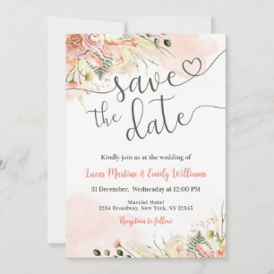 Sanfte Rosa Florale Hochzeits-Save-the-Date-Karte Einladung