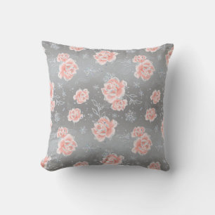 Sanfte rosa Floralien und Schneeflocken Kissen