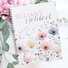 Sanfte rosa Pastell-Aquarell-Wildblume Notizbuch
