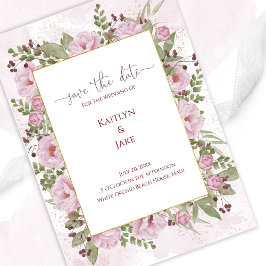 Sanfte rosa Pfingstrosen-Hochzeit-Save-the-Date-Ka Save The Date