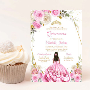 Sanfte rosa Quinceanera-Geburtstagseinladung Einladung