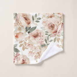 Sanfte rosa Rosen Aquarell-Blumenprint Botanisch Waschlappen