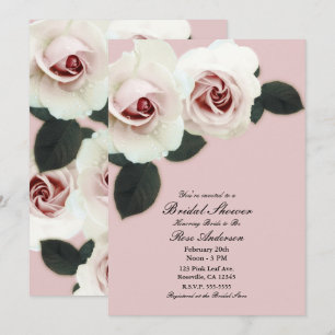 Sanfte rosa Rosen Bridal Shower in Eleganz Einladung