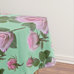 Sanfte rosa Rosen mit dezenten lila Akzenten Tischdecke