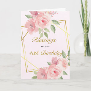 Sanfte rosa Rosen orthodox christlich 40. Geburtst Karte