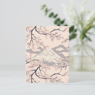 Sanfte rosa Sakura-Mount-Fuji-Szene Postkarte