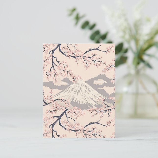 Sanfte rosa Sakura-Mount-Fuji-Szene Postkarte (Stehend Vorderseite)