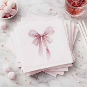 Sanfte rosa Schleife Mädchen Baby-Party Serviette