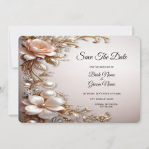 Sanfte rosa und weiße Blumen Save The Date
