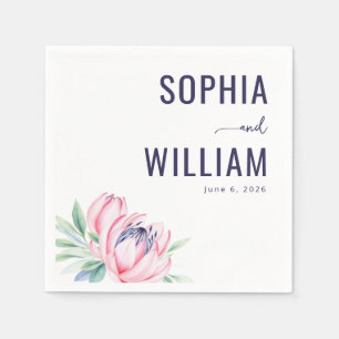 Sanfte rosa Wasserfarbe Aquarellblumen Serviette
