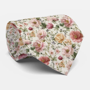 Sanfte rosafarbene Wiesenblumen Hochzeit Krawatte