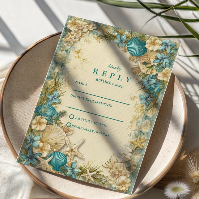 Sanfte Rosafarbenen Muschel Blumen Hochzeit RSVP Karte (Von Creator hochgeladen)