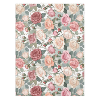 Sanfte Rosen & Laubwerk — Zeitgenössische feminine Tischdecke