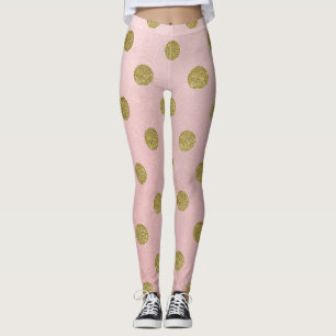 Sanfte Rosen-Pink-Gold-Glitter-Glam-Polka-Punkte S Leggings