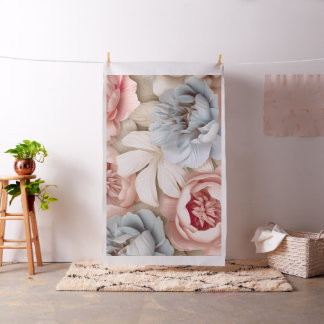 Sanfte Röte & Blaue Pfingstrose Florale Kunst Stoff