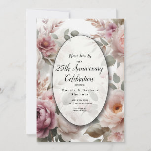 Sanfte Röte Florale Peony und Rose Serenade Einladung