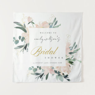 SANFTE RÖTELNDE BLUMEN-AQUARELL-BRILOFT-EINLADUNG WANDTEPPICH
