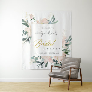 SANFTE RÖTliche FLORALE WATERCOLOR HOCHZEITSFEIER Wandteppich