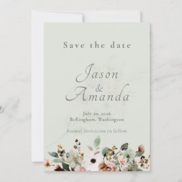 Sanfte Salbei Botanische Rettet das Datum Hochzeit Einladung