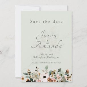 Sanfte Salbei Botanische Rettet das Datum Hochzeit Einladung