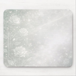 Sanfte Salbei- und frostige weiße Blumenelemente s Mousepad