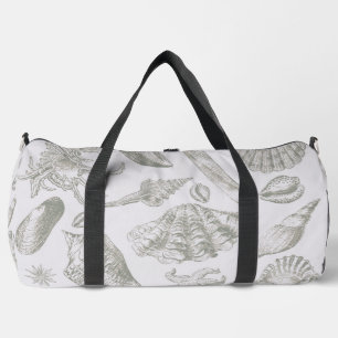 Sanfte Salbeigraue Muschelskizze Antik Natur Duffle Bag