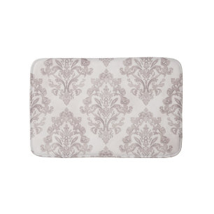 Sanfte Taupe-Damask Wasserfarbe Klassische Blumen Badematte