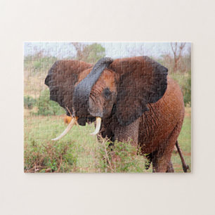 Sanfte Tiere der Ebene.Elefanten Puzzle