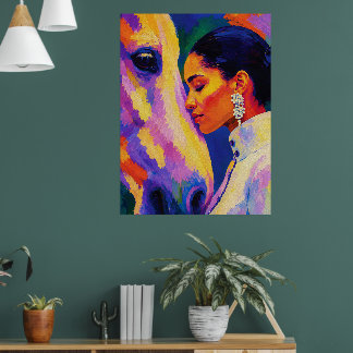 Sanfte Verbindung – Frau und Pferd Fauvistisches P Poster