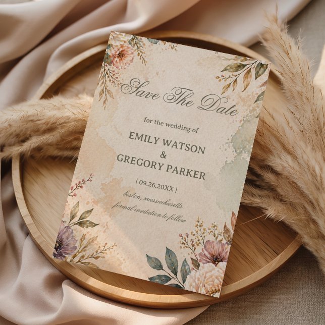 Sanfte Vintage-Blumen Save The Date (Von Creator hochgeladen)