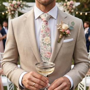 Sanfte Vintage-Pastellrosen Krawatte