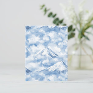 Sanfte Wasserfarben Berge Schnee Wolken Blau Weiß Postkarte