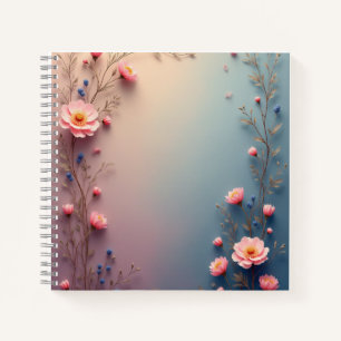 Sanfte Wasserfarben-Blumenecken Elegante Botanik Notizbuch