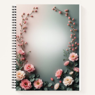 Sanfte Wasserfarben-Blumenecken Elegante Botanik Notizbuch