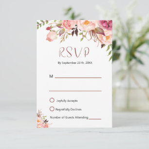 Sanfte Wasserfarben-Rosengarten-Blüte RSVP Karte