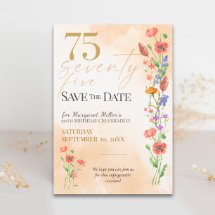 Sanfte Wildblume 75. Geburtstag für Sie - 75 Jahre Save The Date