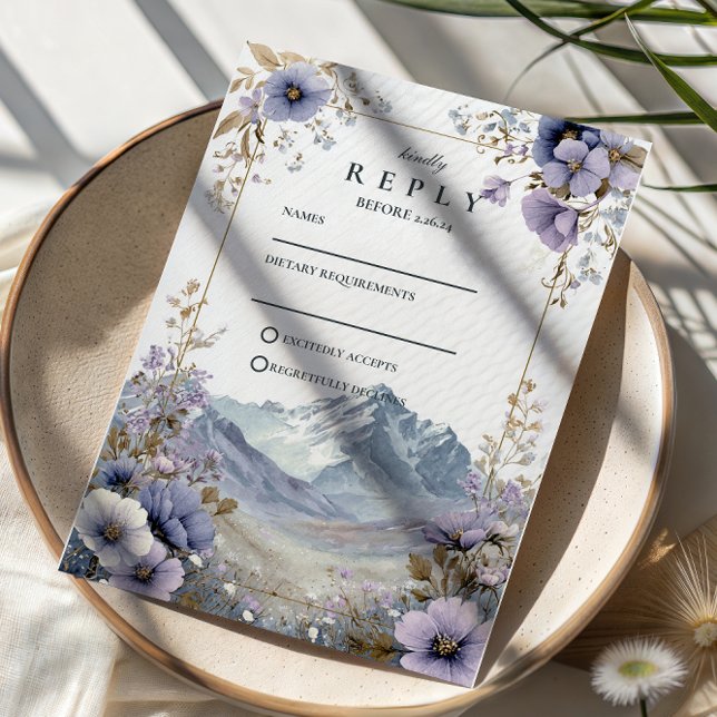 Sanfte Wildblumen-Berghochzeit RSVP Karte (Von Creator hochgeladen)