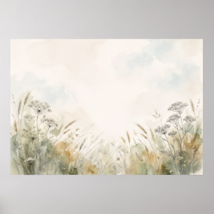 Sanfte Wildblumenwiese Neutrales Wasserfarbenposte Poster